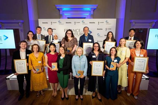 A group photograph of alll the winners from the 2026 Finance for the Future Awards