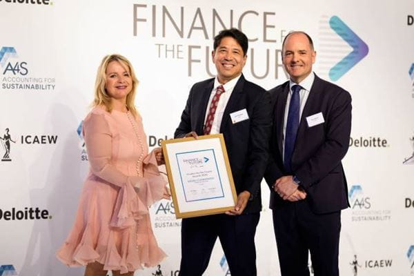 Photo of a representative from Japta receiving the Team of the Year Award at the Finance for the Future Awards 2026 