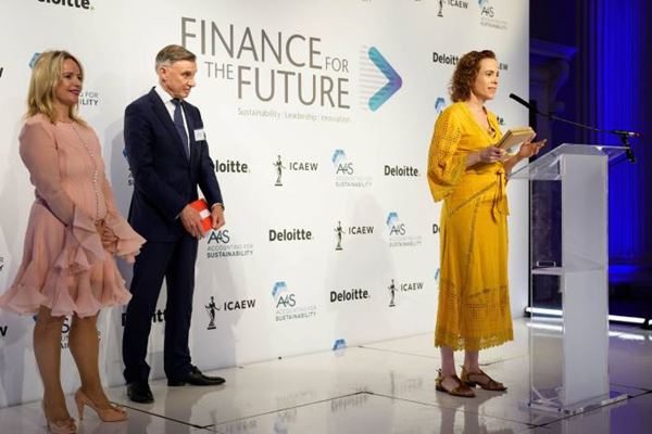 Silvia Vilas Boas, CFO of Natura, receiving her award for CFO of the Year at the Finance for the Future Awards 2026.
