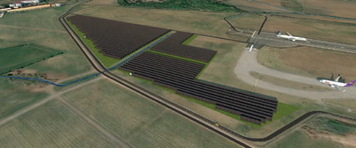 Solar panel fields by Edinburgh Airport